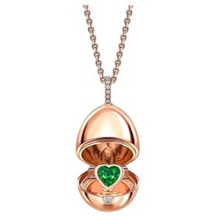 Fabergé Essence Rose Gold Emerald Heart Surprise Locket, US Clients