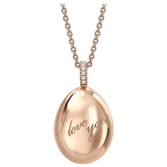 Fabergé Essence Rose Gold I Love You Egg Pendant, US Clients