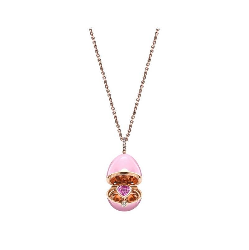 Heart Cut Fabergé Essence Rose Gold Locket with Heart Shaped Pink Sapphire 1246FP2855