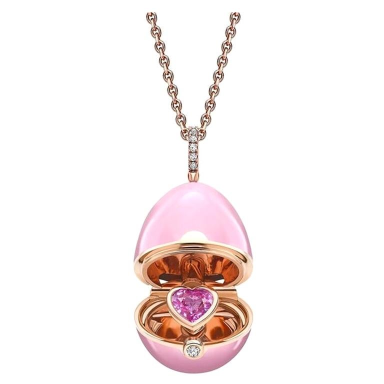 Fabergé Essence Rose Gold Locket with Heart Shaped Pink Sapphire 1246FP2855