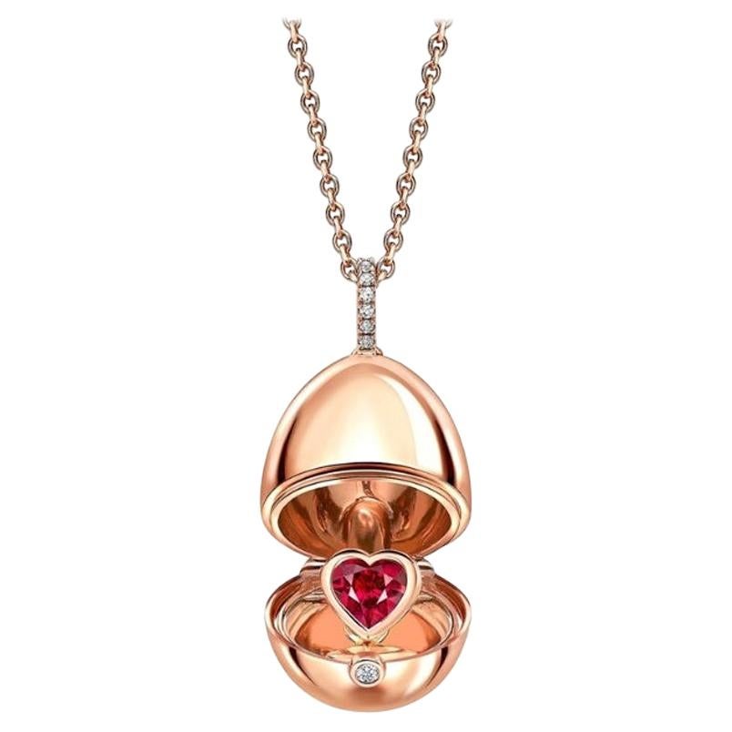 Fabergé Essence Rose Gold Ruby Heart Surprise Locket 1258FP2371