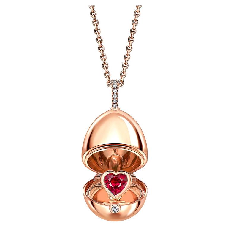 Fabergé Essence Rose Gold Ruby Heart Surprise Locket For Sale