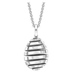 Fabergé Essence White Gold Diamond Set Spiral Egg Pendant, US Clients