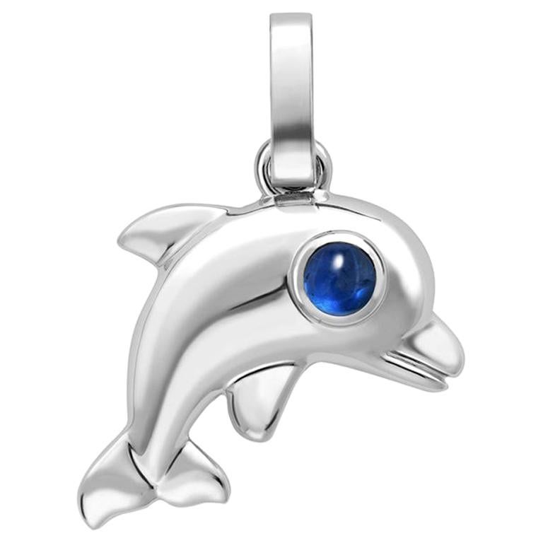 Fabergé Essence White Gold Dolphin Charm with Turquoise Cabochon Eyes For Sale