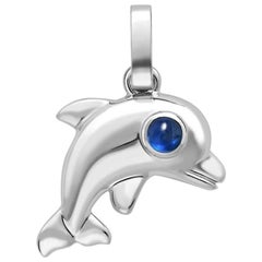 Fabergé Essence White Gold Dolphin Charm w/ Turquoise Cabochon Eyes, US Clients