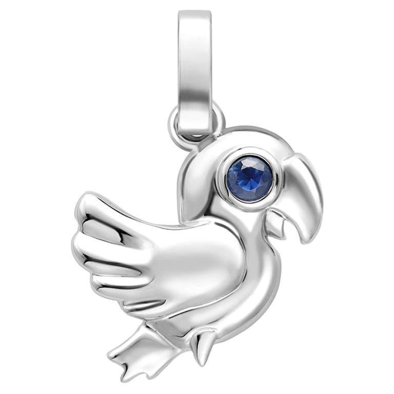 Fabergé Essence White Gold Parrot Charm with Blue Sapphire Eyes For Sale