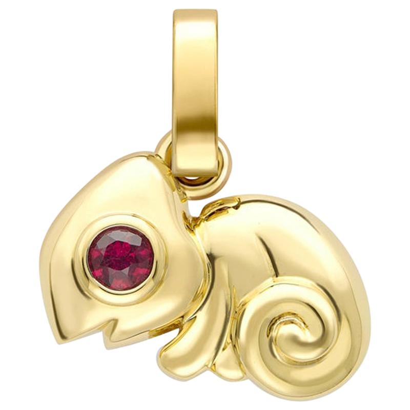 Fabergé Essence Yellow Gold Chameleon Charm with Ruby & Emerald Eyes, US Clients For Sale