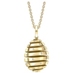 Fabergé Essence Yellow Gold Diamond Set Spiral Egg Pendant