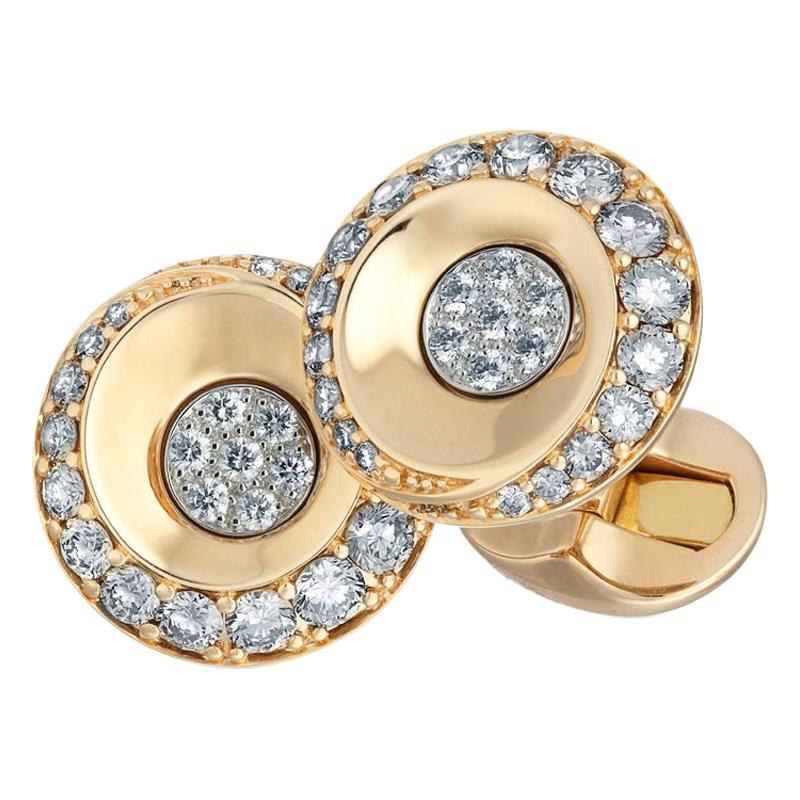 Fabergé Fjodor 18 Karat Rose Gold Round Diamond Cufflinks, US Clients For Sale