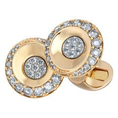 Fabergé Fjodor 18 Karat Rose Gold Round Diamond Cufflinks, US Clients