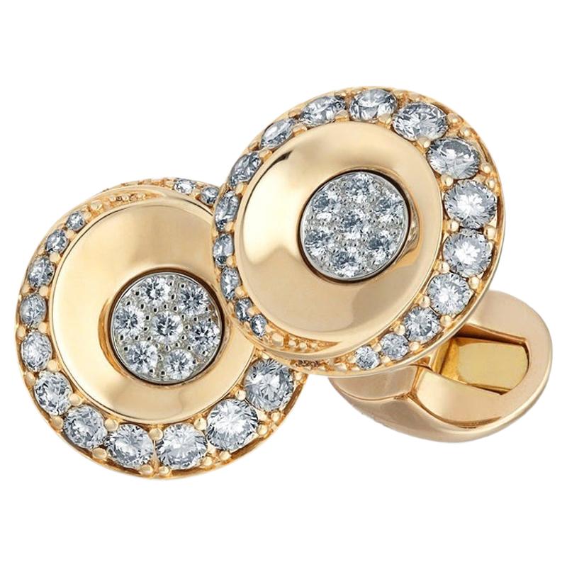 Fabergé Fjodor 18K Rose Gold Round Diamond Cufflinks For Sale