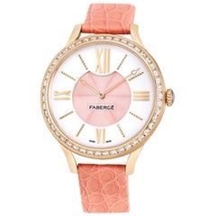 Fabergé Flirt 18 Karat Rose Gold, White and Pink Dial, US Clients