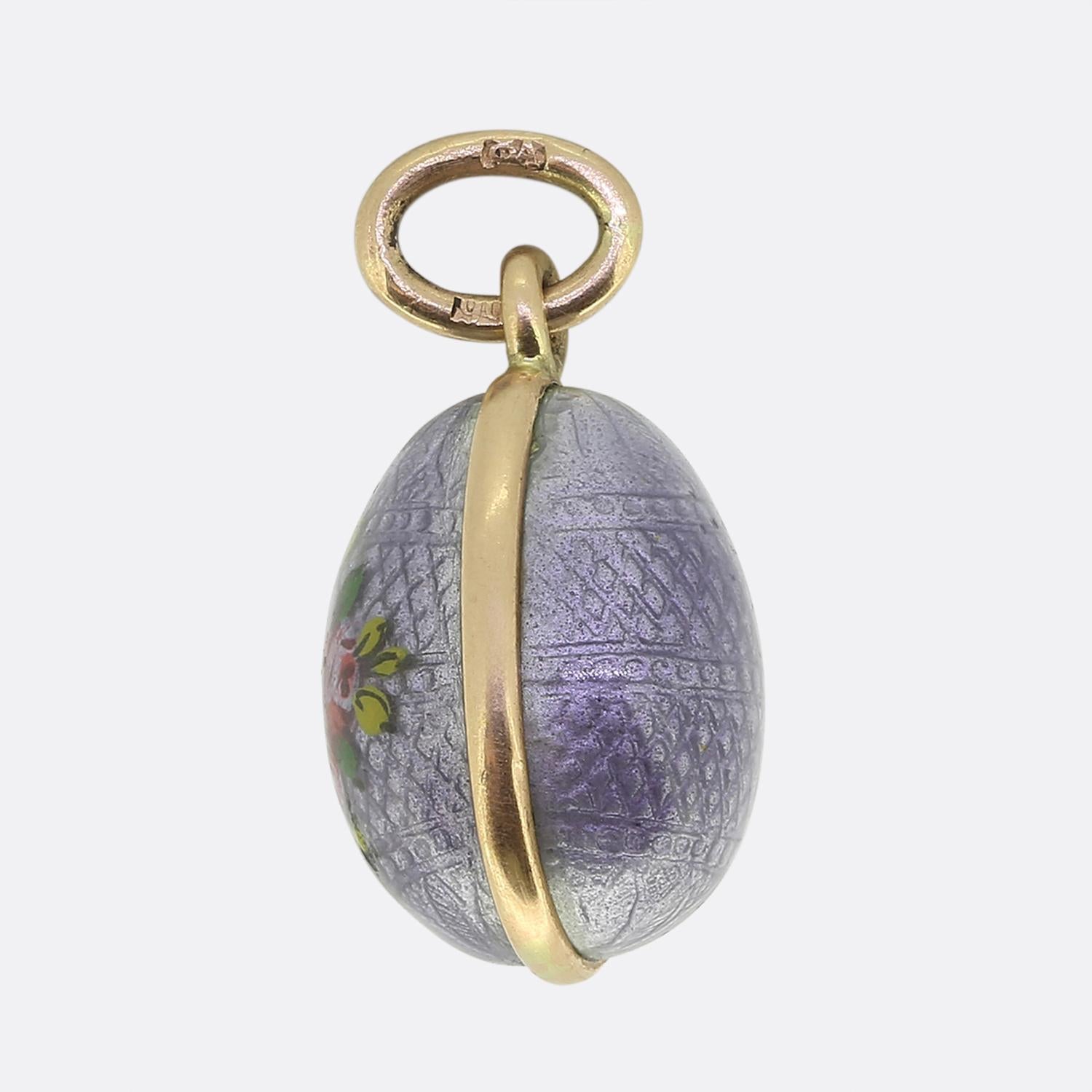 Fabergé Floral Enamel Egg Pendant In Good Condition For Sale In London, GB