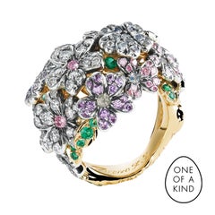 Fabergé Forget Me Not 18K Gold Diamond & Coloured Gemstone Flower Ring
