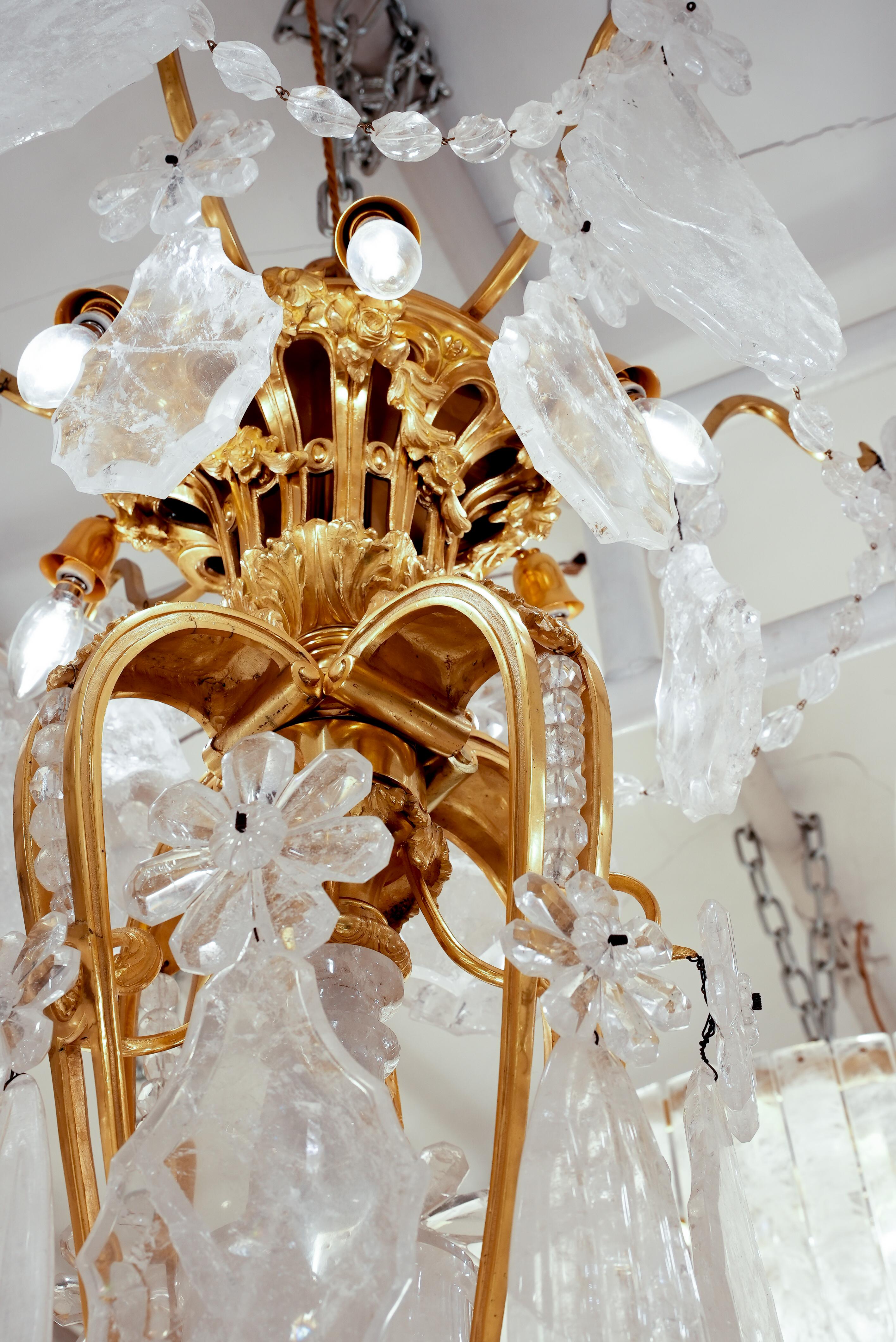 Fabergé  Bronce francés  &  Araña de cristal de roca  38 luces 6