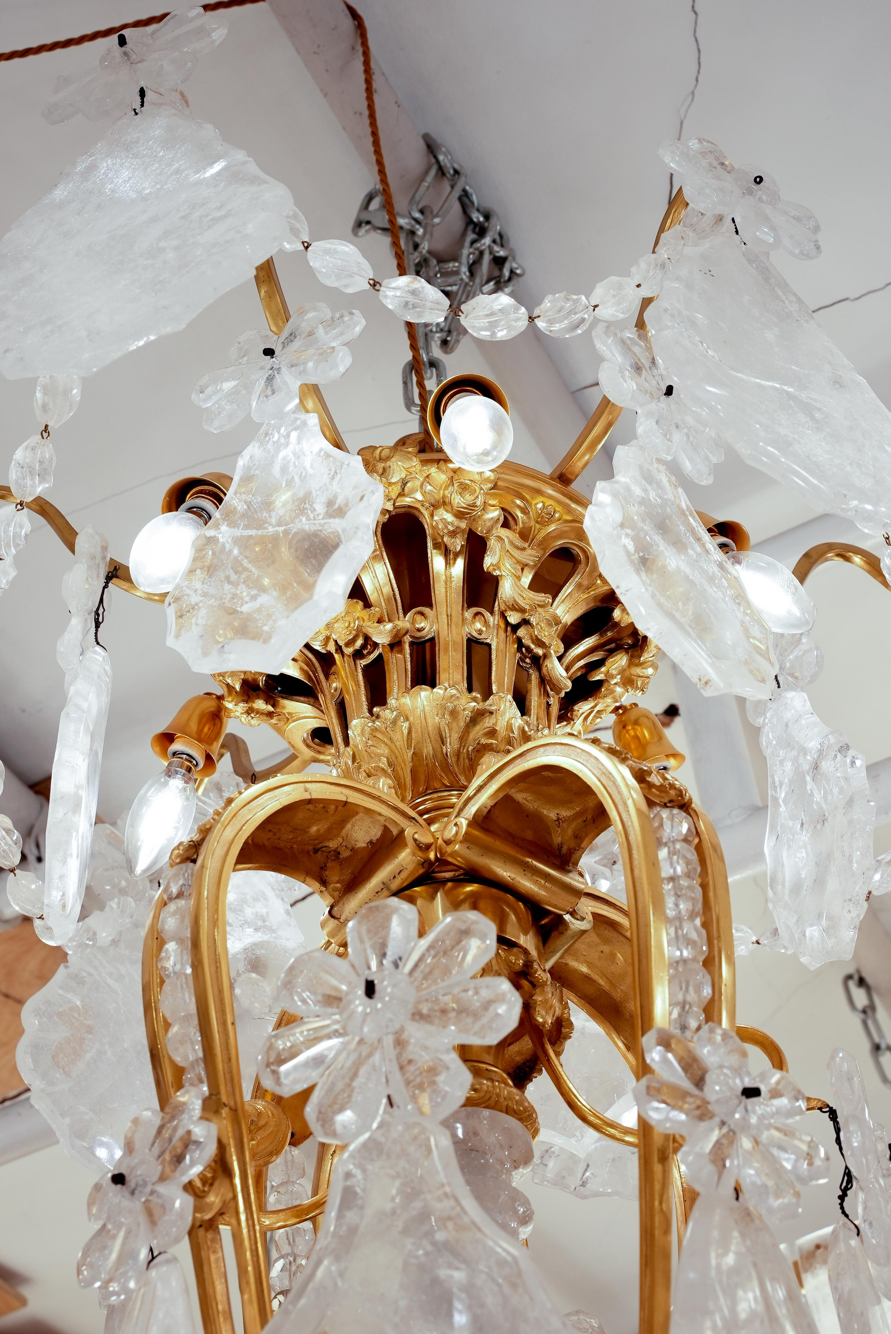 Fabergé  Bronce francés  &  Araña de cristal de roca  38 luces 7