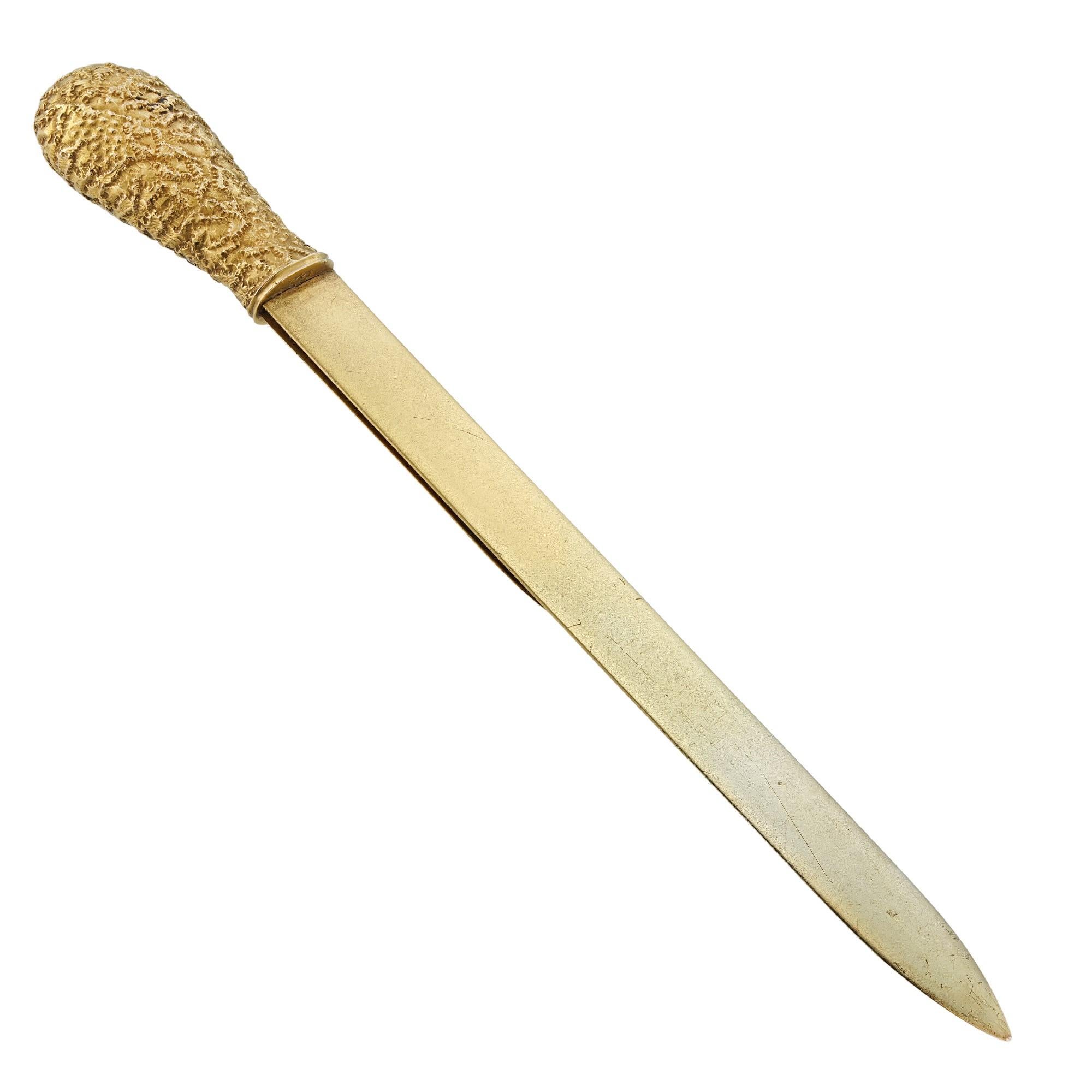 Vittoriano Coltello da carta Faberge con oro e gemme di Eric Kollin in vendita