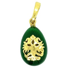 Vintage Fabergé Gold Enamel Egg Pendant 
