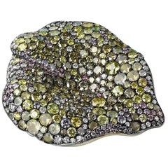 Fabergé Goldene 18K Gold & Silber Diamantbrosche mit Opalen & Sphenen