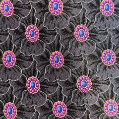 FABERGE – Seidenkrawatte in Grau und Lila mit abstraktem Blumenmuster