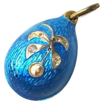 Fabergé Guilloche Egg Pendant, Workmaster Anders Johan Nevalainen For Sale