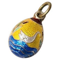 Fabergé Guilloche Egg Pendant, Workmaster Anders Johan Nevalainen