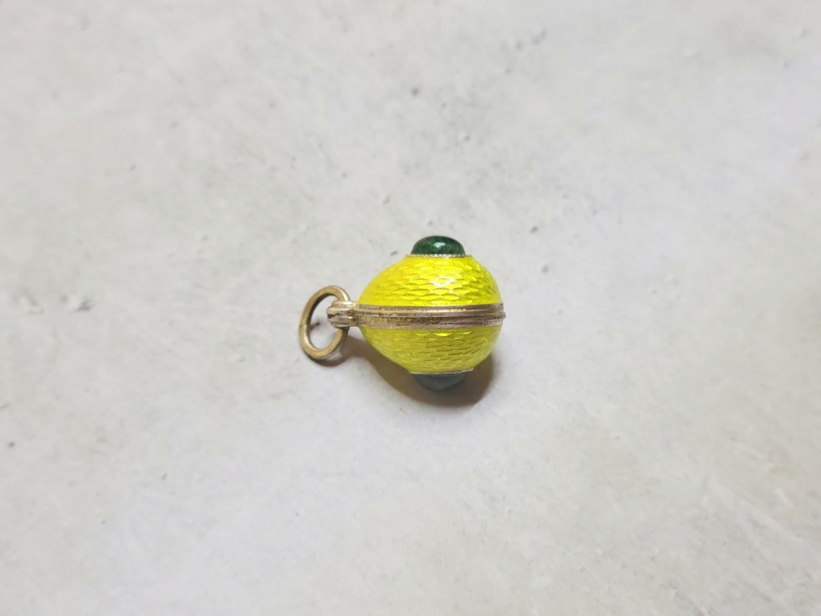 Cabochon Fabergé Guilloche Emerald Egg Pendant, Workmaster Phillip Theodore Ringe