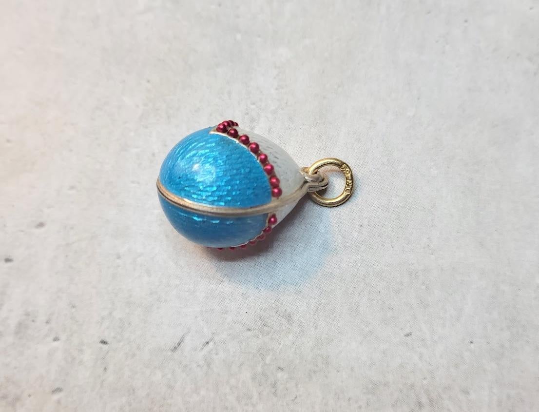 Women's or Men's Fabergé Guilloche Egg Pendant, Workmaster Phillip Theodore Ringe For Sale