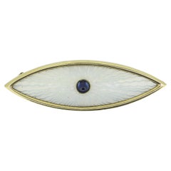 Fabergé Guilloché-Emaille und Saphir-Brosche