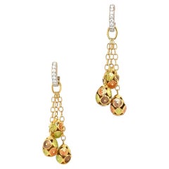 Huevos colgantes Fabergé Guilloche Esmalte en  Pendientes de oro de 18 quilates y diamantes