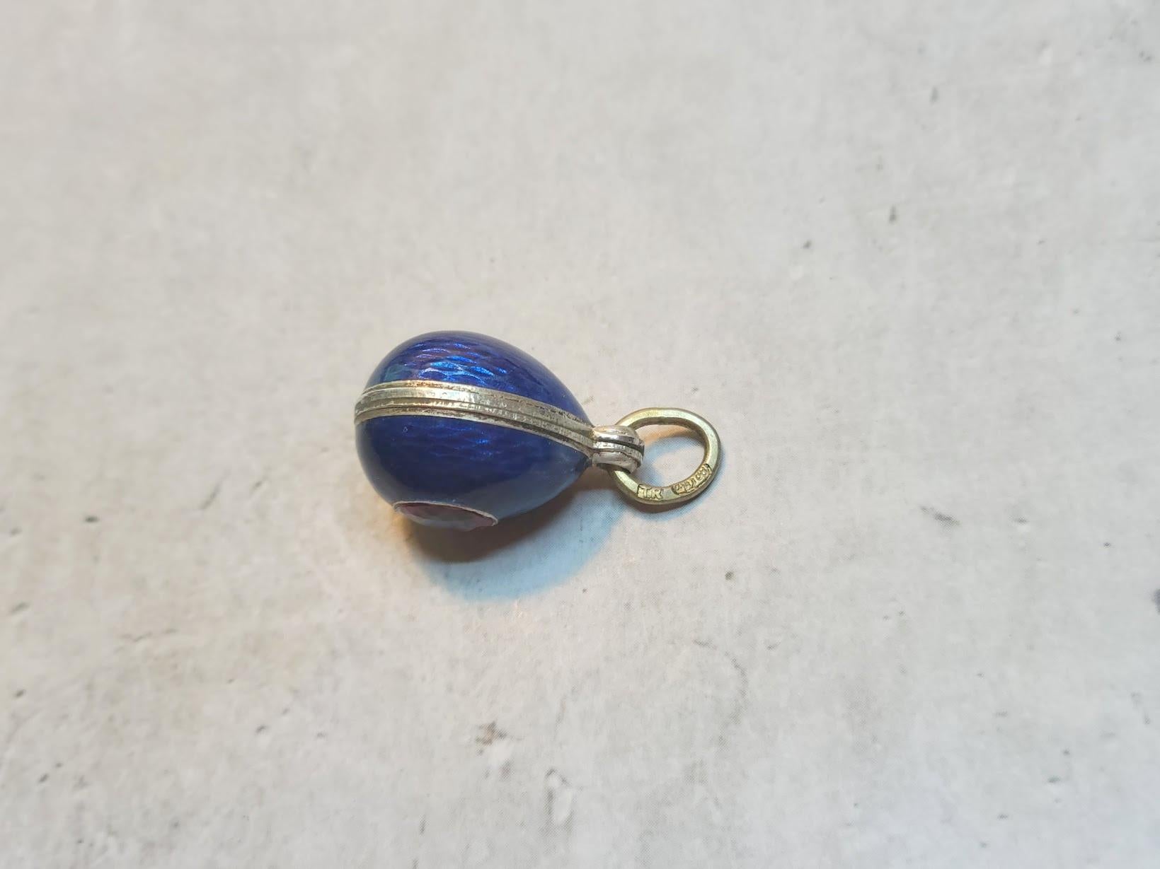 Fabergé Guilloche Spinel Egg Pendant, Workmaster Phillip Theodore Ringe In Good Condition In Chesterland, OH