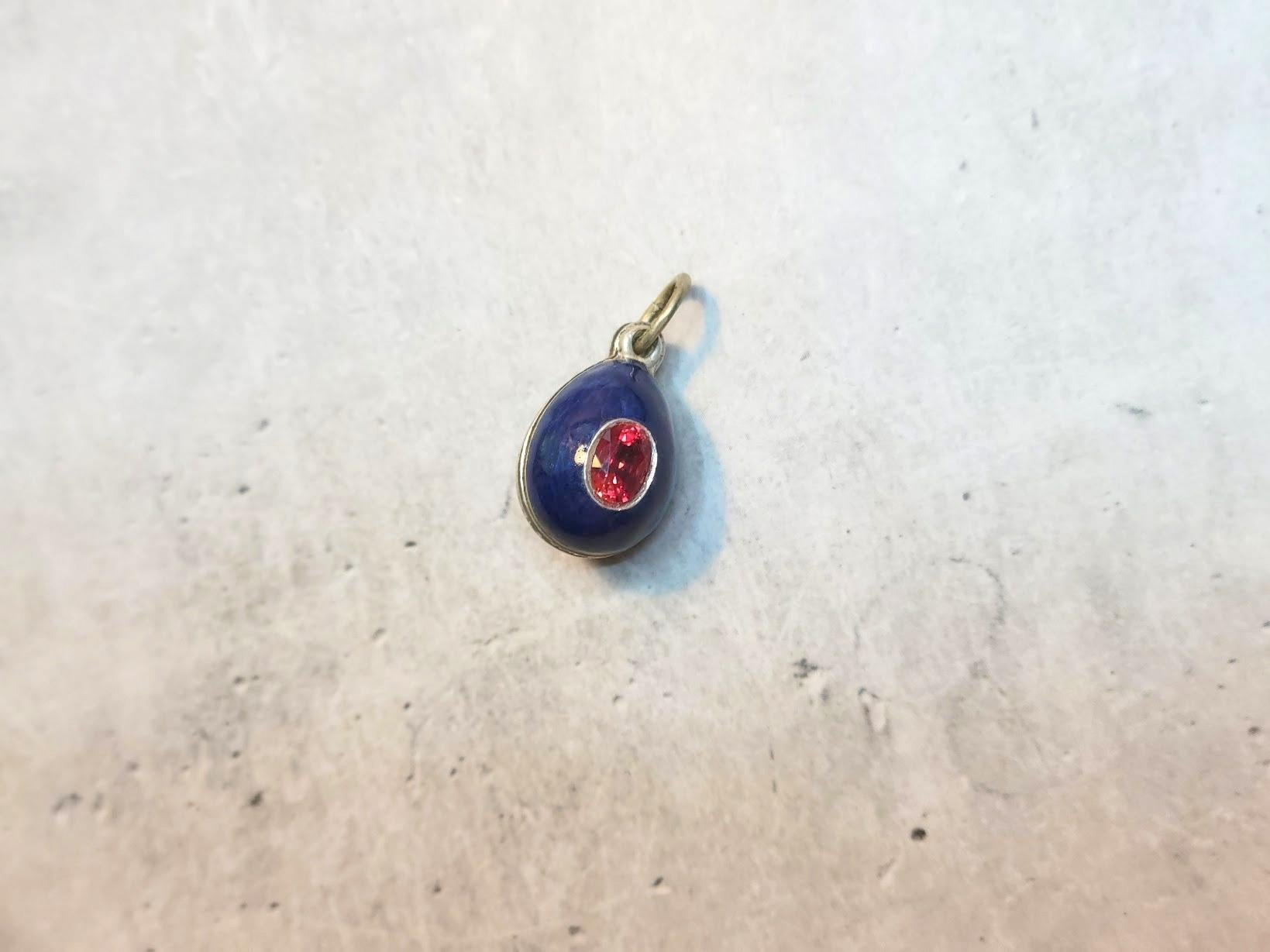 Fabergé Guilloche Spinel Egg Pendant, Workmaster Phillip Theodore Ringe 1