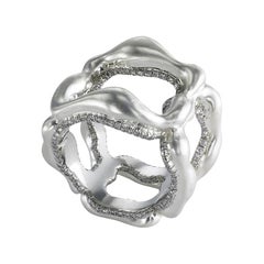 Fabergé Gypsy Platinum & 18K White Gold Wide Diamond Ring