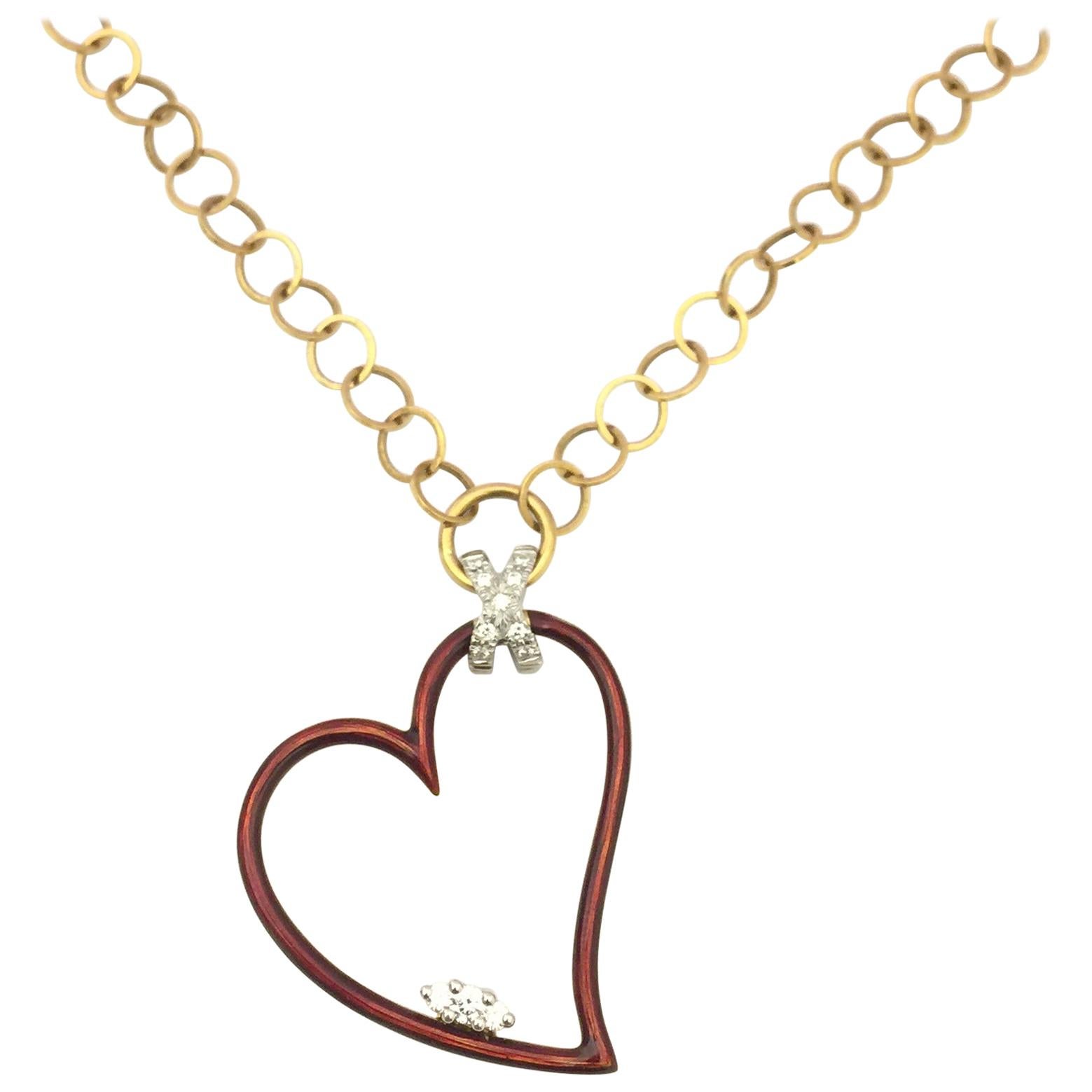 Modern Faberge Heart Necklace F2531AR