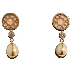 Faberge Heritage 18 Karat Gelbgold Diamant-Emaille-Tropfen-Ohrringe, Ausgezeichneter Kond