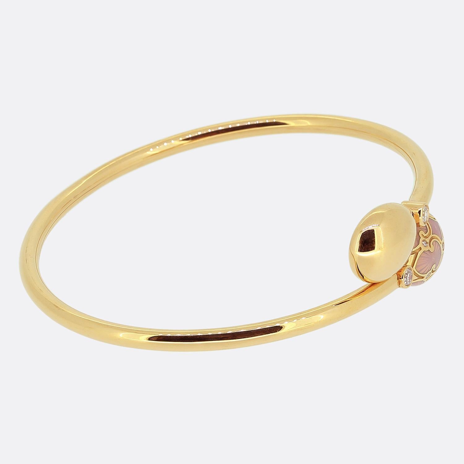 Brilliant Cut Fabergé Heritage Guilloché Enamel and Diamond Crossover Bracelet For Sale