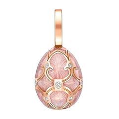 Fabergé Heritage Rose Gold Pink Guilloché Enamel Egg Charm 701EC1449