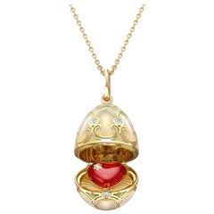 Fabergé Heritage Yellow Gold Guilloché Enamel Heart Surprise Locket, US Clients