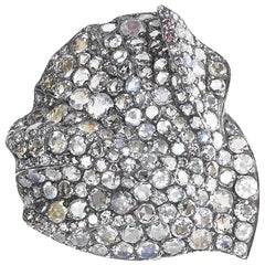 Fabergé Hibiscus 18K Gold & Silver Diamond Brooch W/ Moonstones, US Clients