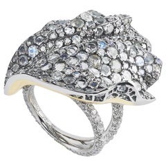 Fabergé Hibiscus Platinum & 18K Gold Diamond Encrusted Petal Ring, US Clients