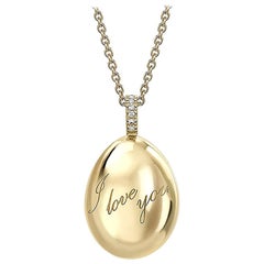 Fabergé I Love You 18 Karat Yellow Gold and Diamond Egg Pendant, US Clients