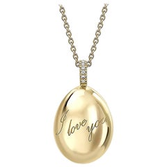 Fabergé Essence Yellow Gold I Love You Egg Pendant