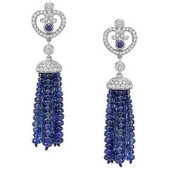 Fabergé Imperial Impératrice White Gold & Blue Sapphire Tassel Earrings