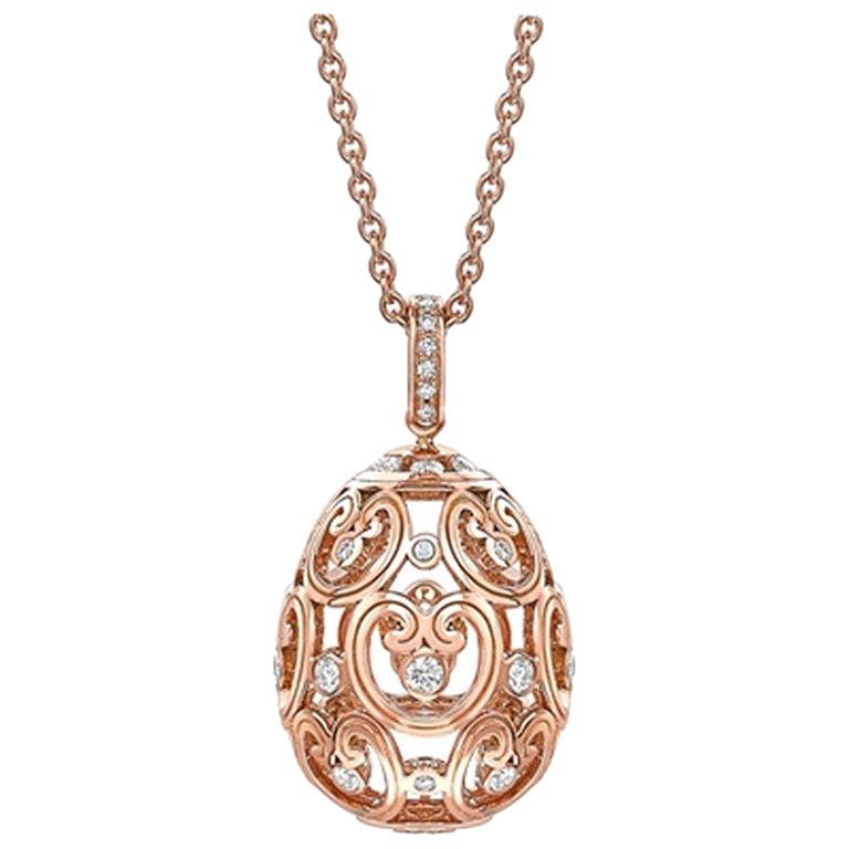 Fabergé Imperial Impératrice Rose Gold Diamond Set Egg Pendant