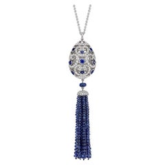 Fabergé Imperial Impératrice White Gold & Blue Sapphire Tassel Pendant