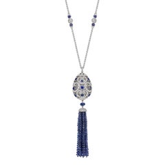 Fabergé Impératrice Diamond and Sapphire Tassel Egg Pendant, US Clients