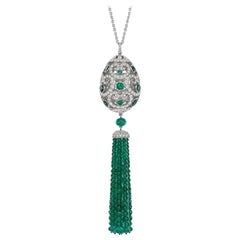 Fabergé Imperial Impératrice White Gold & Emerald Tassel Pendant