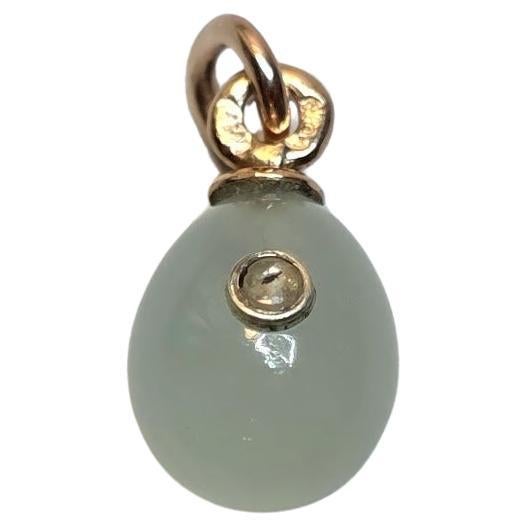Fabergé Imperial Chrysoprase Diamond Gold Egg Pendant by Henrik Wigström