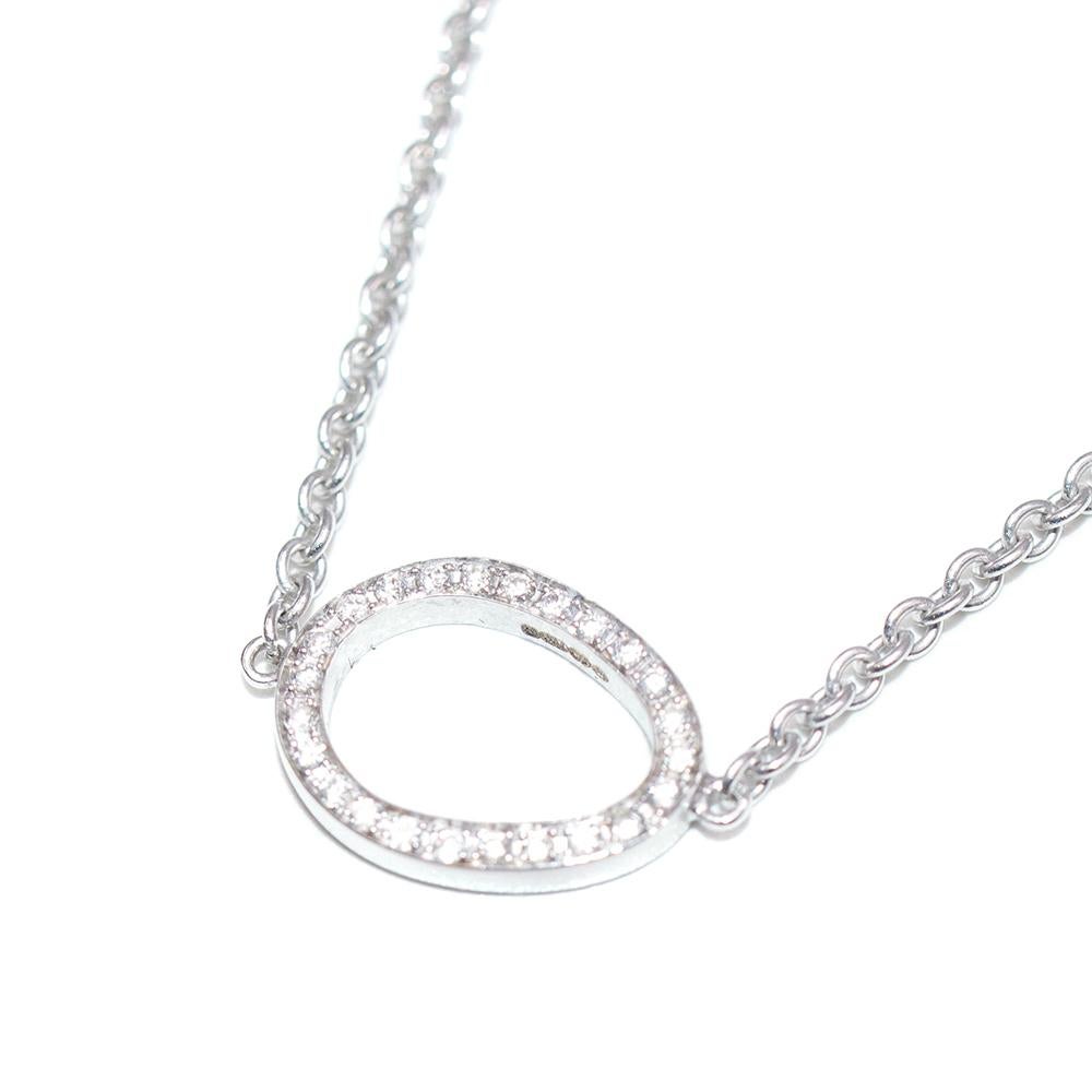 Faberge Imperial Collection 18k White Gold & Diamonds Sasha Necklace

From Faberge's Imperial collection, the Sasha white gold necklace features 32 white diamonds totaling 0.25ct.
This delicate and discreet piece mimics the shape of an egg, the