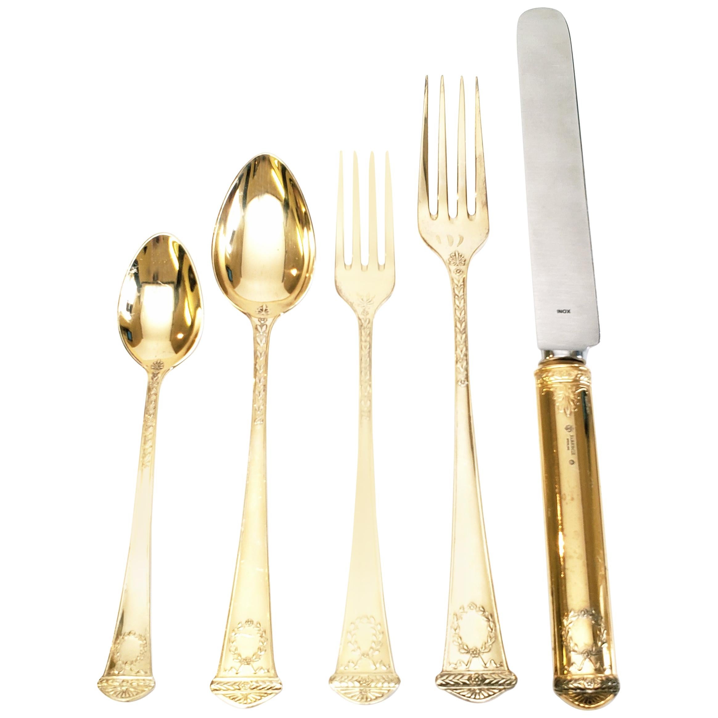 Faberge Imperial Court Gold Vermeil over Sterl Silver 5pc Place Setting